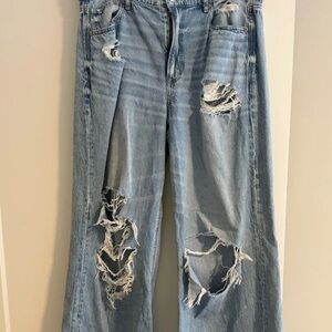 American Eagle Outfitters Distressed Light Blue Boyfriend Jeans